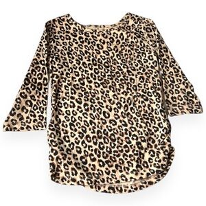 Cherokee Medium 7/8 Cream Longsleeved Top w/ Animal Print, Pocket, & Cinch Waist